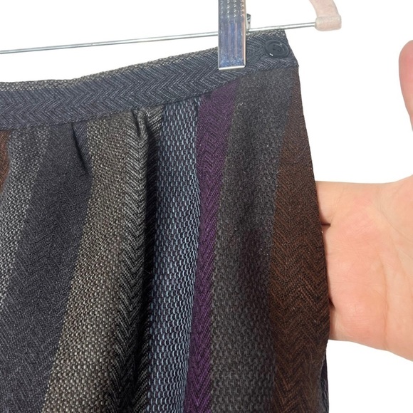 Vintage Sheridan Square Tweed Striped Wool Skirt - Picture 4 of 6